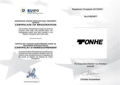 Eu Trademark Certificate-TONHE